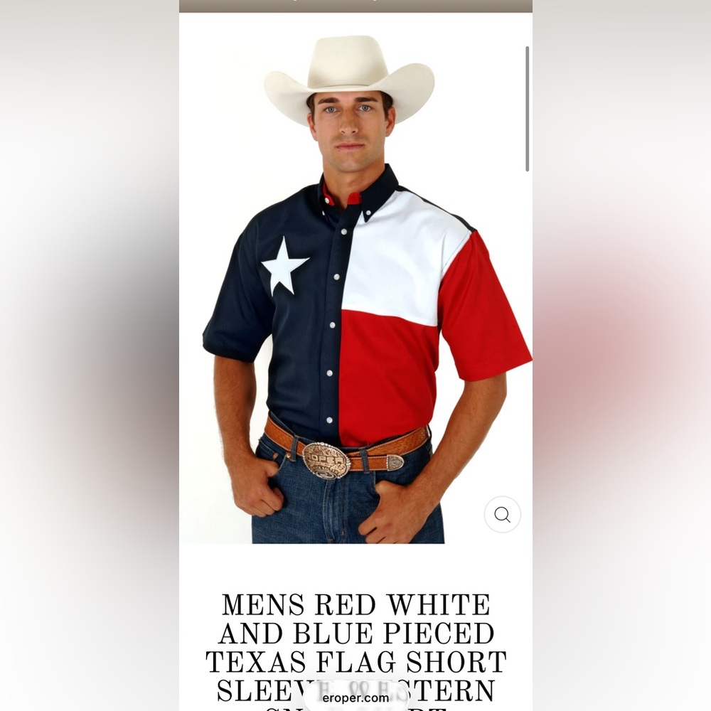Texas Flag Western Style Button Down - NWT Large